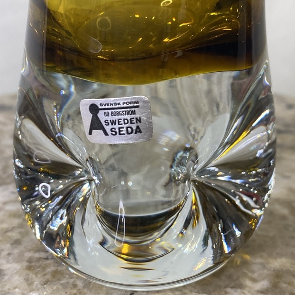 Mid 20th Century Bo Borgstrom Finnish Riihimaki Amber Glass Bud Vase 10” - Picture 4 of 15